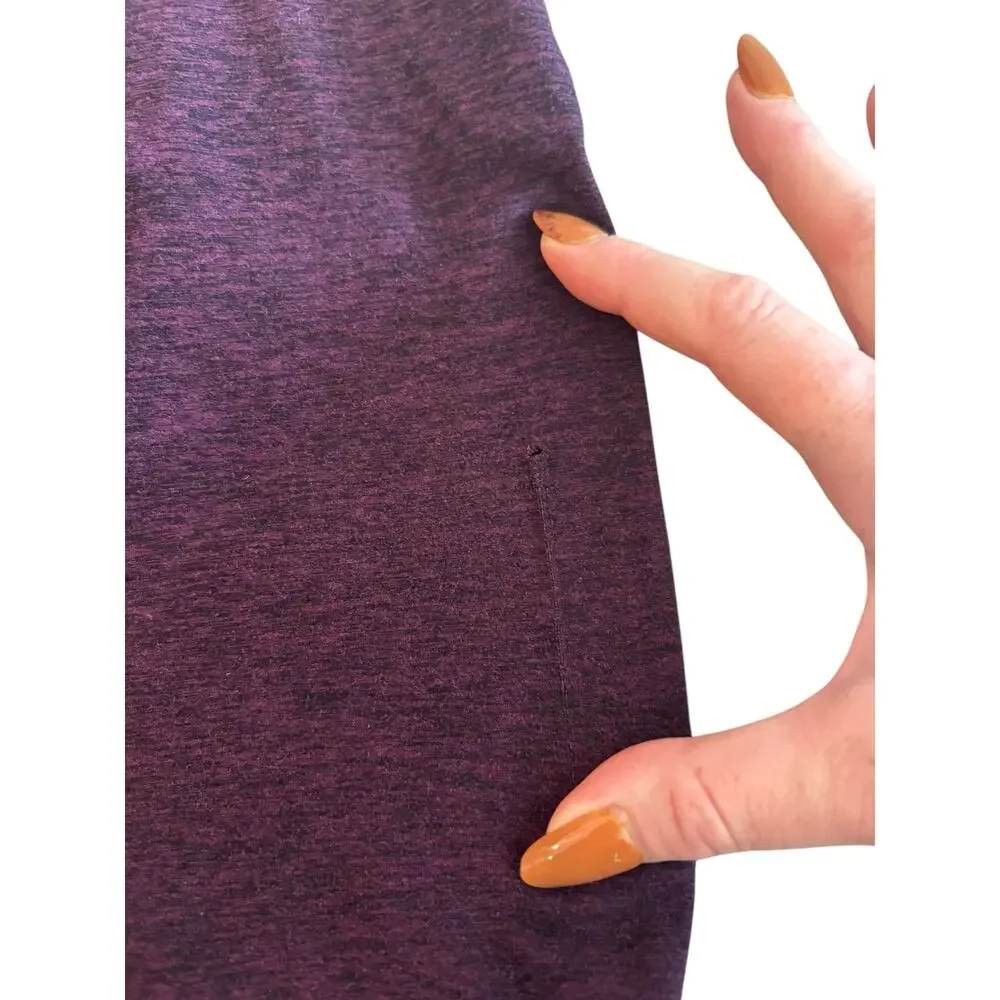 ALO YOGA HIGH-WAIST GODDESS RIBBED LEGGINGS SPACE DYE MAROON SIZE XXS DAMAGED